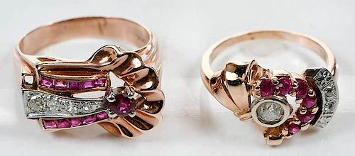 Two 14kt. Gold Retro Rings