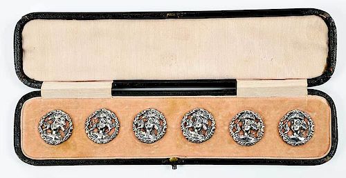 Six Silver Art Nouveau Buttons