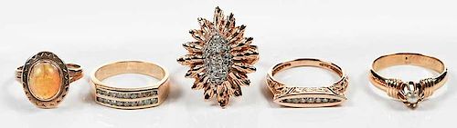 Five Rose Gold & Gemstone Rings