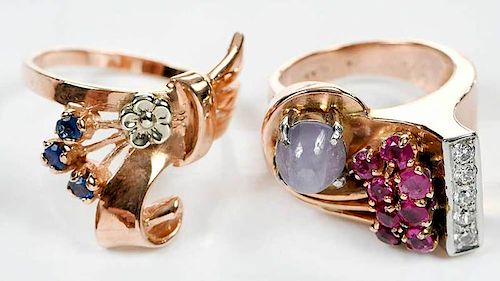 Two 14kt. Gold Gemstone Rings