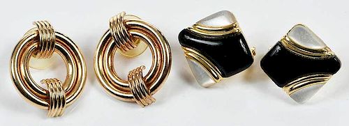 Two Pairs 14kt. Gold Earrings