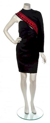 A Gianni Versace Black Wool Single Breast Dress Ensemble, Dress size 42.