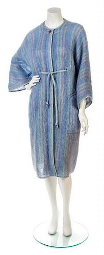 A Bonnie Cashin Blue Mohair Striped Coat,