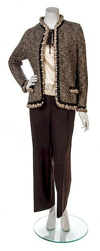 * A Chanel Brown and Taupe Wool Pant Ensemble,