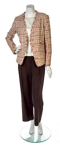 * A Chanel Ivory, Taupe and Peach Tweed Jacket,