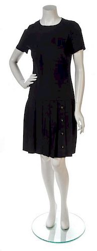 * A Chanel Black Slubbed Silk Dress, Size 38.