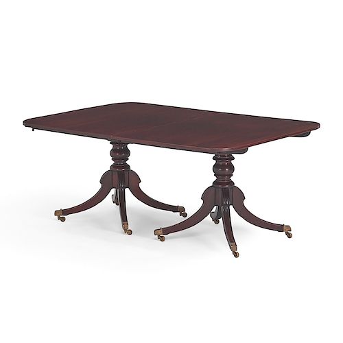 GEORGE III MAHOGANY DOUBLE PEDESTAL DINING TABLE