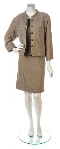 * A Chanel Taupe Cotton Tweed Skirt Suit,