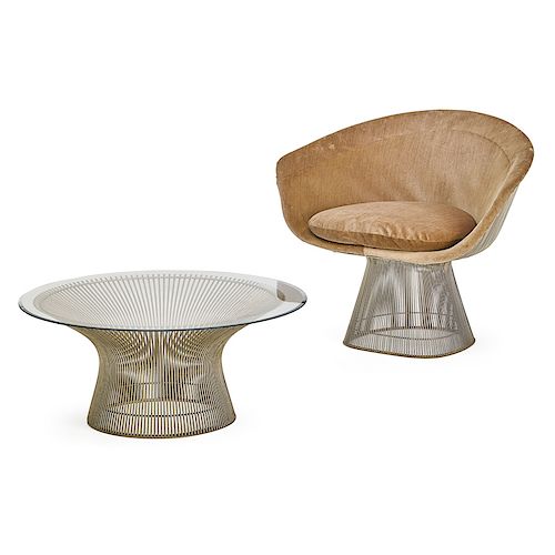 WARREN PLATNER LOUNGE CHAIR AND COFFEE TABLE
