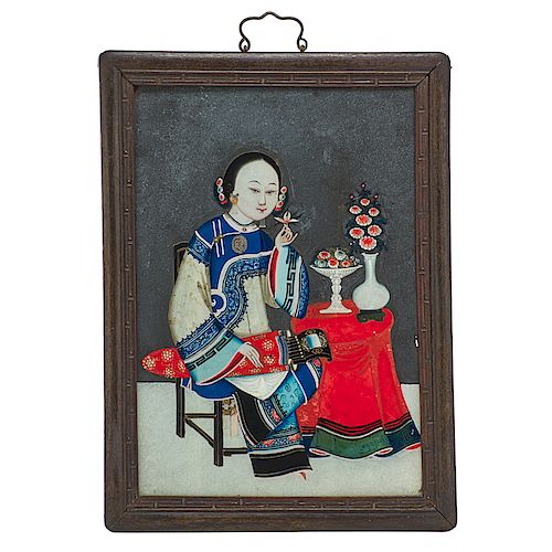 CHINESE EXPORT REVERSE-GLASS PAINTING