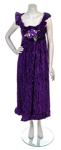 * A Donald Brooks Purple Moire Velvet Dress,