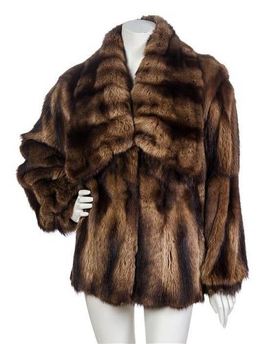 A Fendi Brown Stripe Fur Coat,