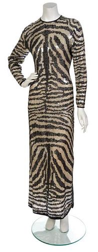 A Halston Zebra Sequin Pattern Gown,