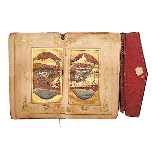 GROUP OF FOUR LEATHER-BOUND PERSIAN BOOKS