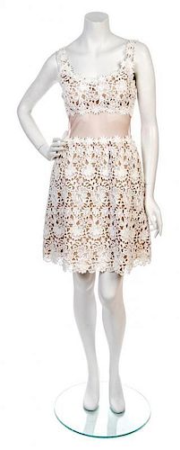 * A Mollie Parnis White Floral Lace Dress,
