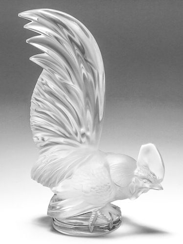 Lalique "Rooster" Frosted Art Glass Sculpture