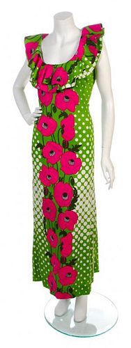 A Pierre Cardin Jersey Couture Printed Maxi Dress,