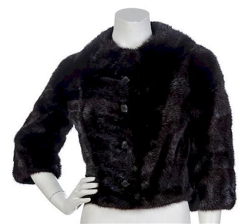 * A Reiss and Fabrizio Dark Brown Mink Cropped Jacket,