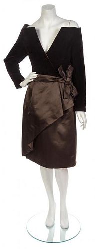 A Scaasi Brown Velvet and Satin Cocktail Dress,