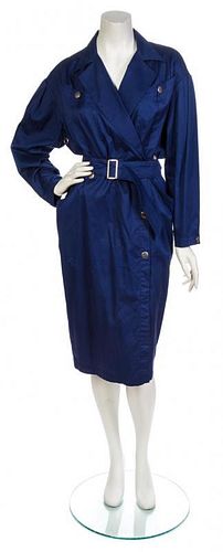 A Thierry Mugler Blue Cotton Raincoat Dress, Size 40.
