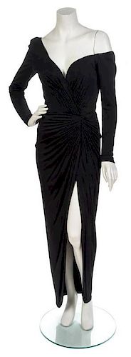 A Vicky Tiel Couture Black Jersey Ruched Dress,