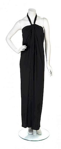* A Victor Costa Black Halter Draped Gown.