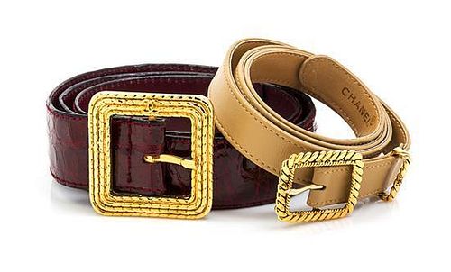 * Two Chanel Leather Belts,
