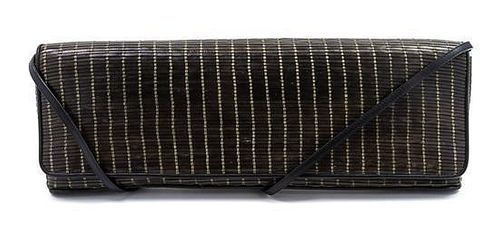 * A Giorgio Armani Olive Green Leather Stitched Convertible Bag, 15 x 5 1/2 x 1 1/2 inches.