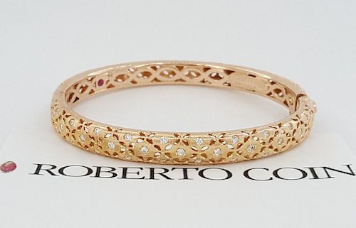 Roberto Coin Granada Satin 18K Gold Diamond Bracelet