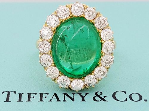 Antique Tiffany & Co. 18K Natural Green Emerald Old