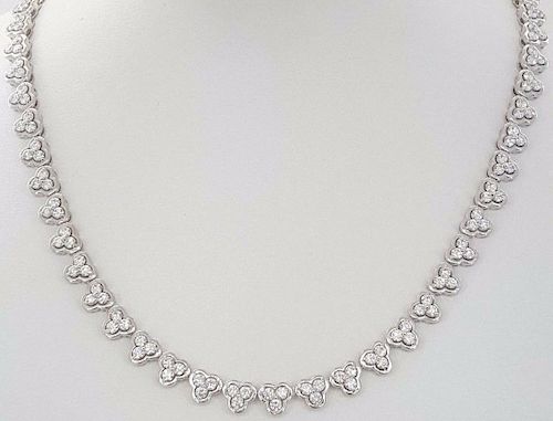 Jean Vitau 18K 10.7 ct Round Diamond Prong Set Necklace
