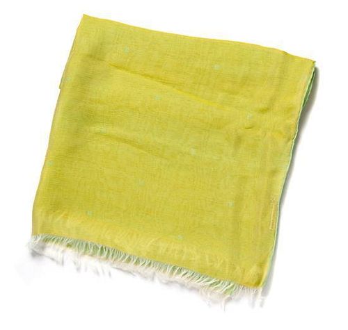 * An Hermes Lime Silk Chiffon Oblong Scarf, 68 x 26 inches.