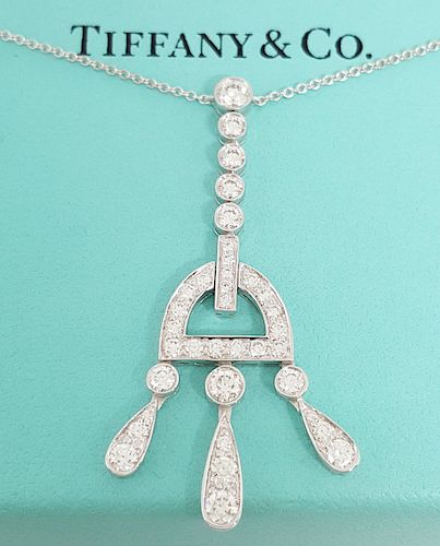 Tiffany & Co 1.19ct Platinum Diamond Buckle Necklace