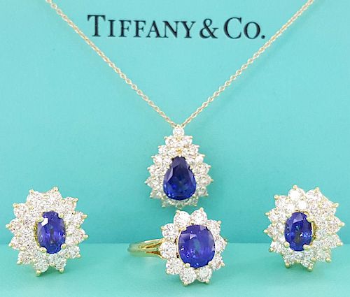 Tiffany & Co 18K  Diamonds Necklace, Earrings Ring Set