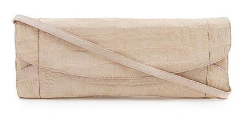 * Nacy Gonzalez Ballet Pink Crocodile Convertible Shoulder Bag, 11 1/2 x 4 1/2 x 1 inches.