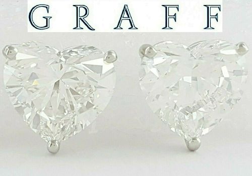 GRAFF 18K 4.22ct Heart Shape Diamond Earrings