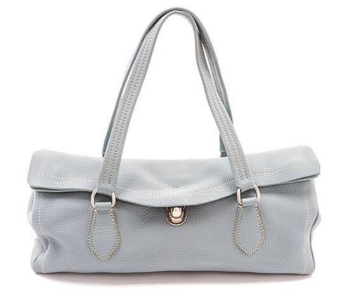 * A Prada Light Blue Leather Bag, 13 1/2 x 9 x 4 inches.