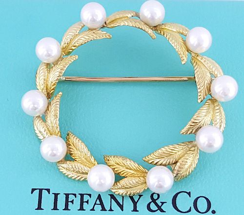 Vintage Tiffany & Co. 18K Gold Full Circle Pearl Pin