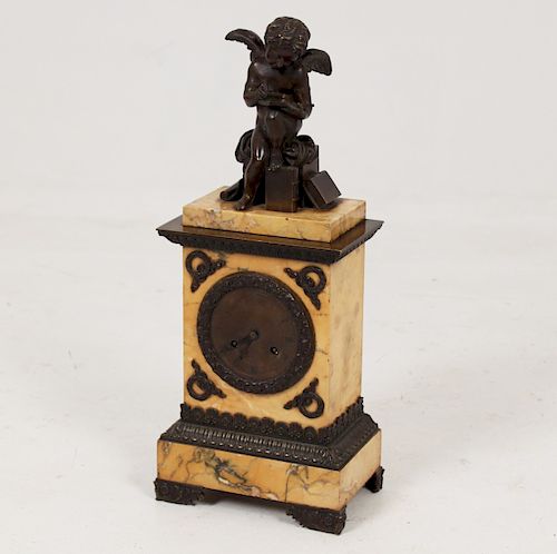 19TH C. BRONZE AND MARBLE CLOCK 