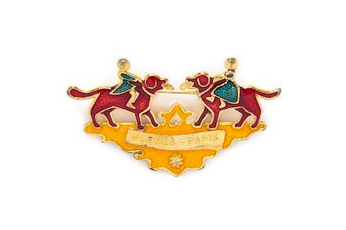 An Hermes Red, Green and Gold Enamel Brooch,