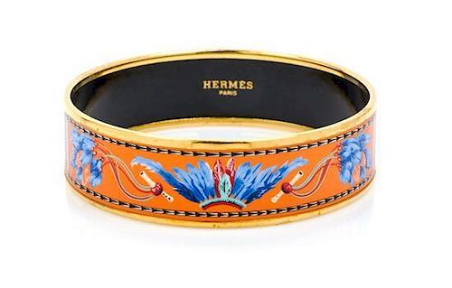 An Hermes Enamel Bangle Bracelet, Size 70.