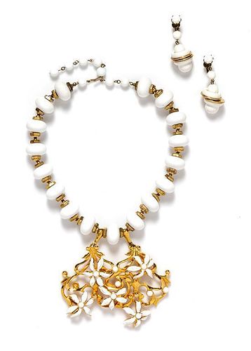 * A Lucien Piccard Goldtone White Beaded Necklace,