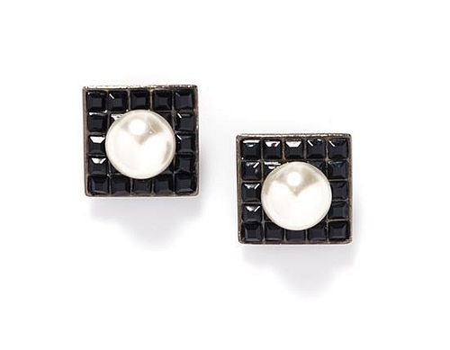 A Pair of Yves Saint Laurent Faux Pearl Earclips,