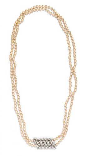 * A Kramer Double Strand Faux Pearl Necklace,