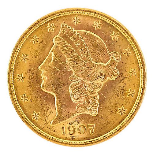 U.S. 1907 LIBERTY HEAD GOLD $20.00 COIN