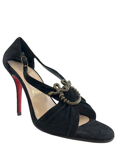 Christian Louboutin Ruched Suede Snake Charm Sandal Size 9.5