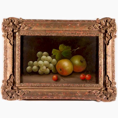 A still life with fruit signed E. Steele.