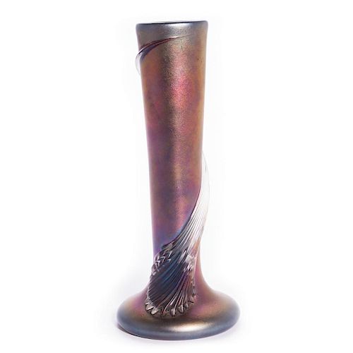 An opalescent art glass vase.