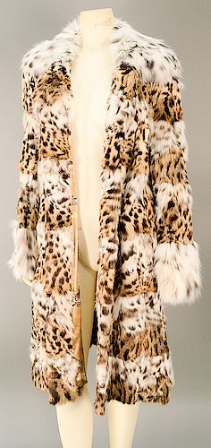 Jack Paul Waltzer Couture Natural Lippi cat coat with Russian Lynx collar and cuffs.  lg. 40 in.  Provenance: Estate from Long I...