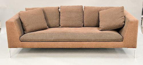 B & B Italia sofa brown upholstered with polished aluminum legs.  lg. 89 in.  Provenance: Estate from Long Island, New York
